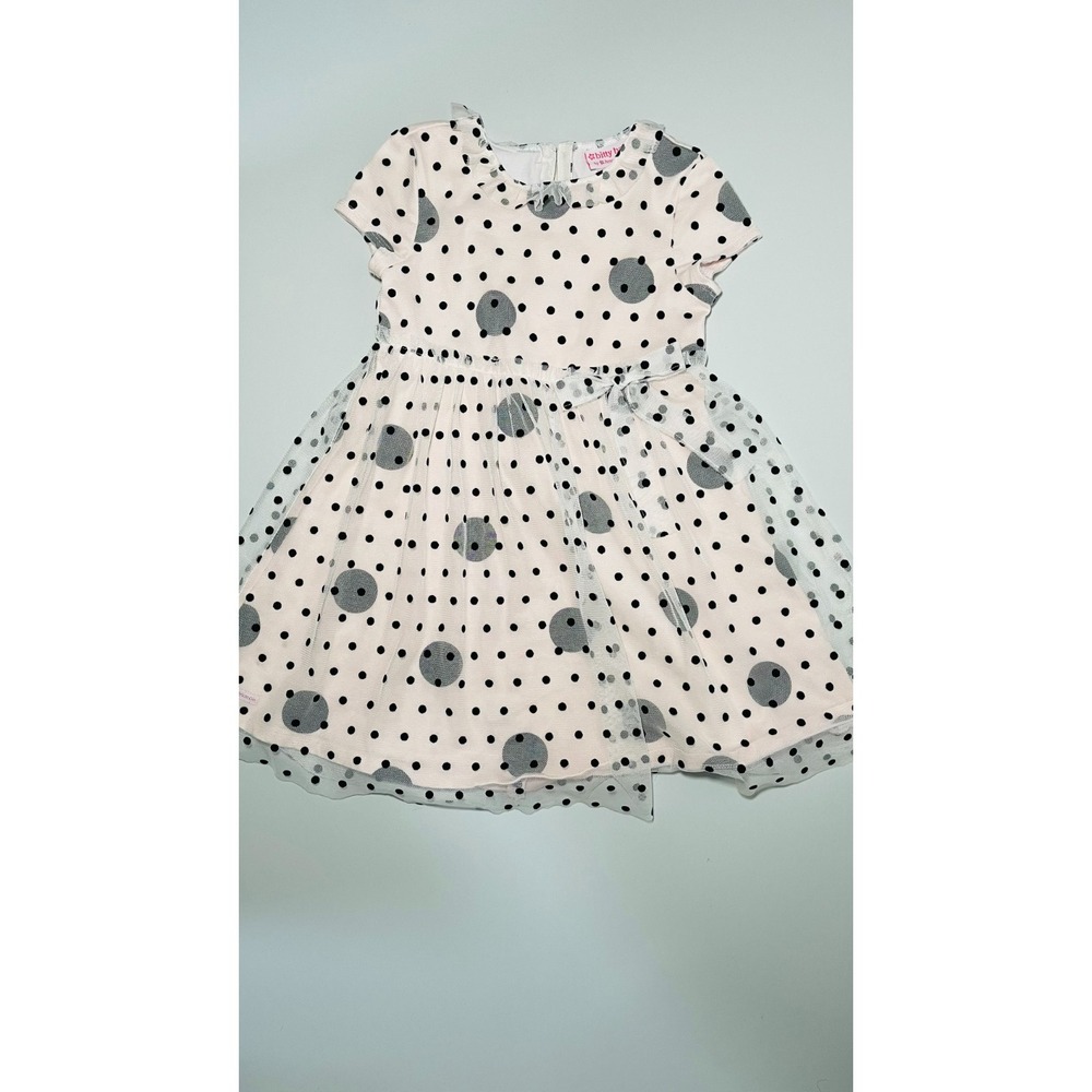 Bitty Baby pink with black pol ka dot dress with lace size 5